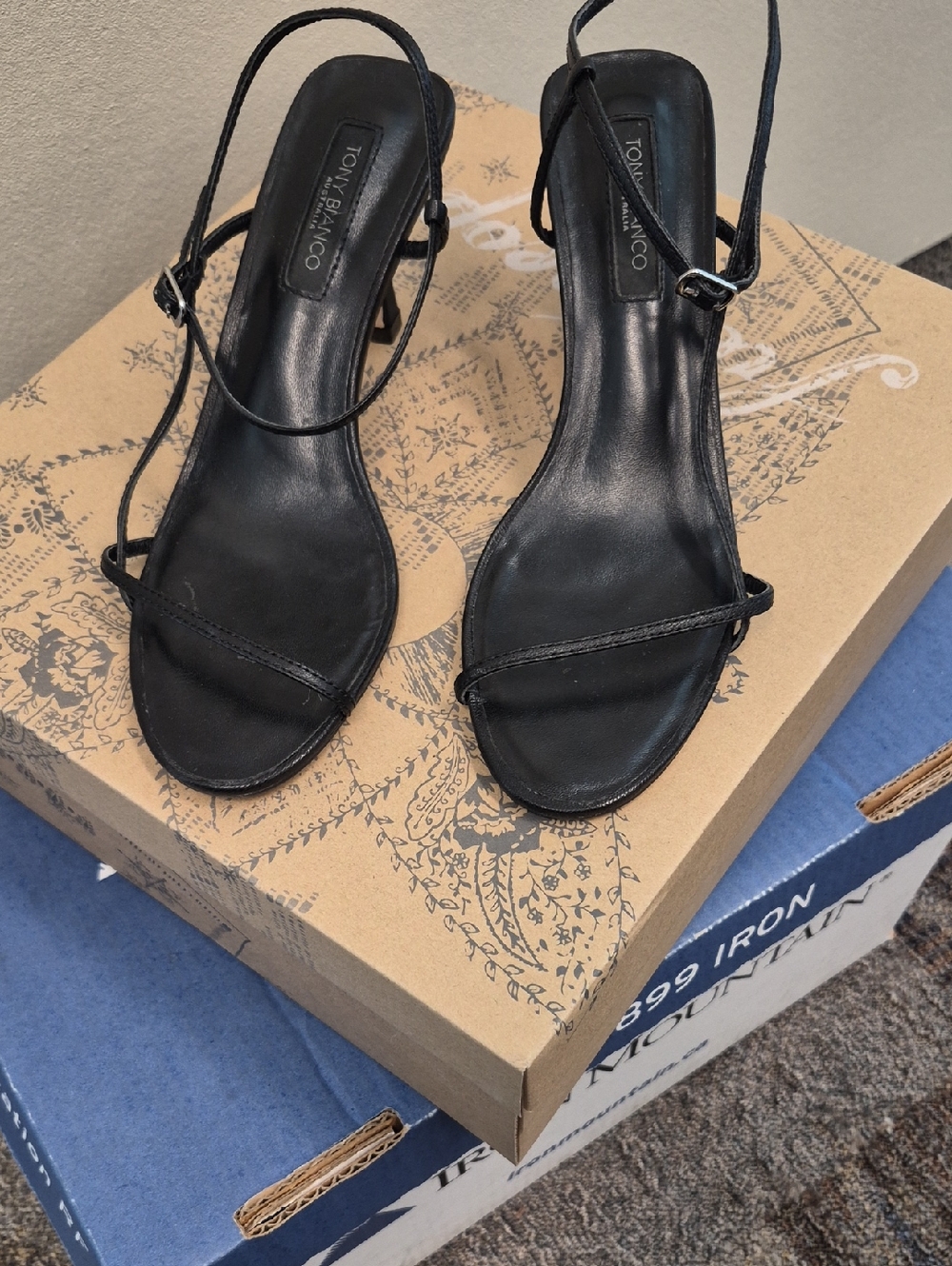 Tony Bianco Black Minimalist Strappy Heel Sandals